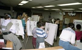 C2015-0001/025(15) - Fashion Students Drawing a Model and in a Knitting Lab