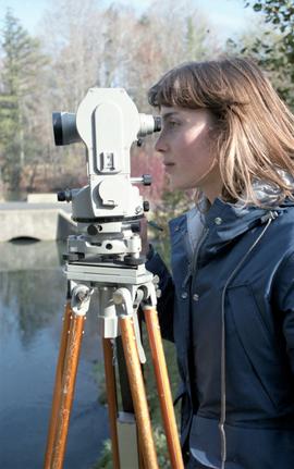 C2015-0001/025(20) - Pat Foster - Students Surveying at Dam in Maple Ontario