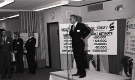 President Newnham Speaking at an Event to Raise Money for the Sports Centre