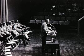 President Newnham Addressing Students in the Minkler Auditorium