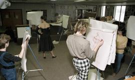 C2015-0001/025(15) - Fashion Students Drawing a Model and in a Knitting Lab