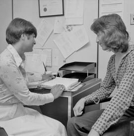 Joan Brown with Students in the Placement Office