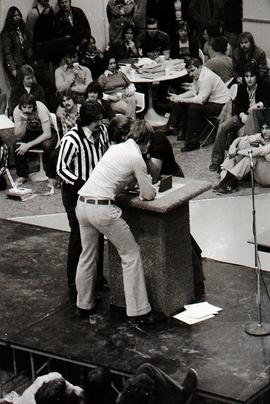 Student Affairs Arm Wrestling Competition in the Finch Campus Common Room