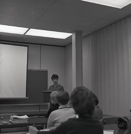 Miss Moyra Haney of the Toronto Public Library Graphic Arts Department Lectures in a Library Tech...